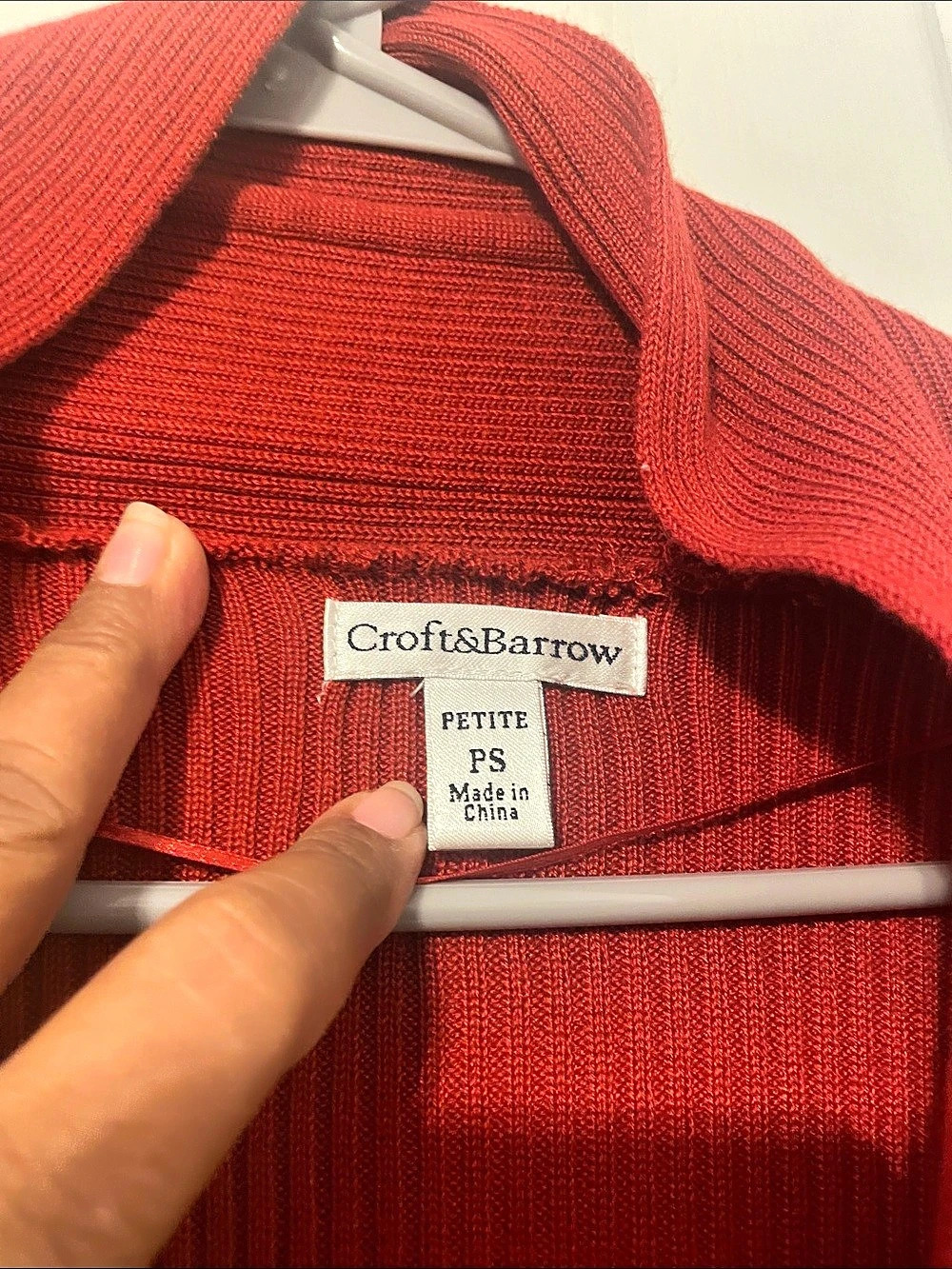 Croft & Barrow Ribbed Open-Front Cardigan Red Petite Small - Picture 4 of 4